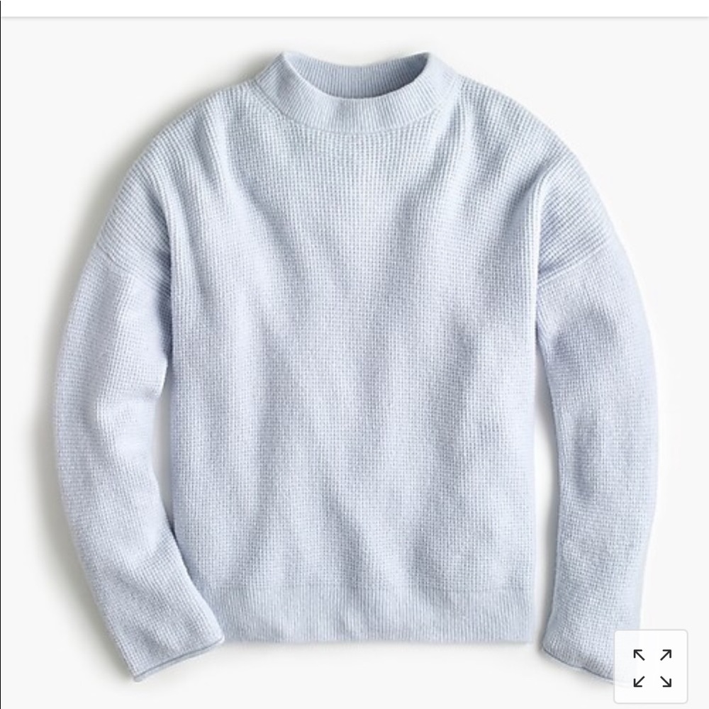 Shale blue button back waffle super soft sweater